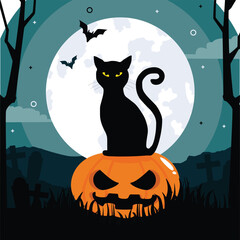 halloween black cat silhouette