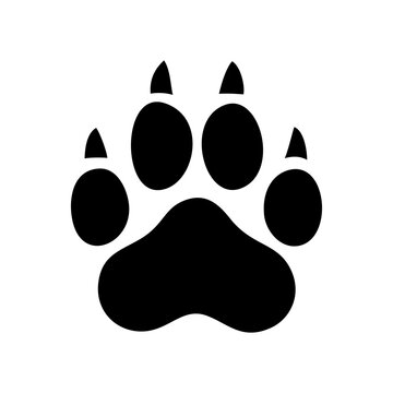 Black animal paw with claws print. Footprint icon vector illustration