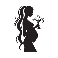 Beautiful Pregnancy Silhouettes in Elegant Poses, Celebrating the Joy and Beauty of Motherhood in Timeless Black and White Imagery.