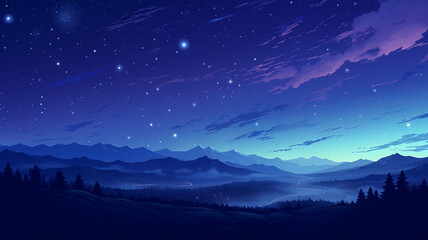 Naklejka premium Fantastic Pixel Art Star Sky at Night