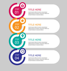 4 steps timeline infographic template with circular arrows Vector design