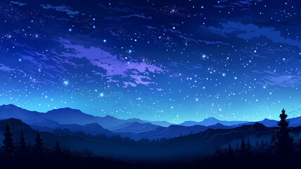 Fototapeta premium Fantastic Pixel Art Starry Seamless Background Night Sky