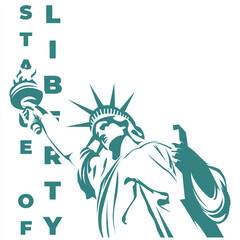 Statue of Liberty Blue Isolated Vector Illustration
