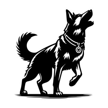 German Shepherd dog breed pet. Shepherd silhouette sketch isolated on a white background. Vector illustration