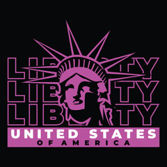 Statue of Liberty Retro Style Purple Outline Vector