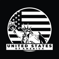 Statue of Liberty Stylized Minimalist Black and White Outline Vector