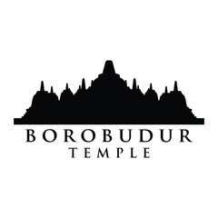 Borobudur Indonesia Java Buddhist Ancient Temple Silhouette Vector - obrazy, fototapety, plakaty