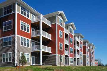 close up on modern rental apartment buildings