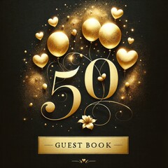 Black and Gold: Chic 50th Birthday Guest Register