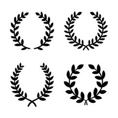 Wreath icon set. Laurel wreaths icons different shapes isolated on white background. Victory symbol, triumph and rewarding. Vector illustration
