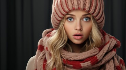 Shocked Girl Ear Muffs Striped Scarf, Desktop Wallpaper Backgrounds, Background HD For Designer