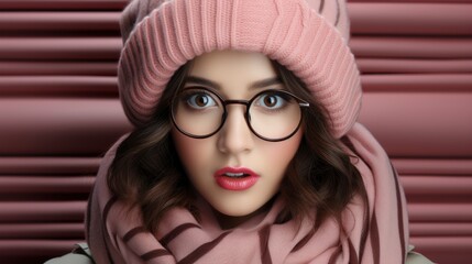 Shocked Girl Ear Muffs Striped Scarf, Desktop Wallpaper Backgrounds, Background HD For Designer