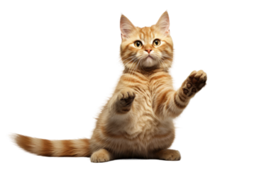 Realistic Cat Stretching Imagery on a Clear Surface or PNG Transparent Background.
