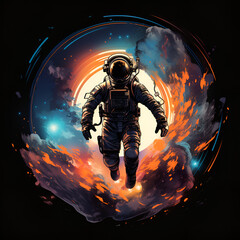t-shirt design - astronaut on the space