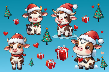 Little cow celebrates Christmas new year