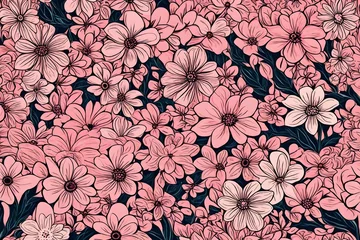 Fototapeten seamless floral pattern generated by AI technology © Sabir