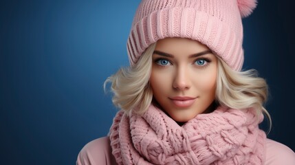 Young Woman Wearing Winter Hat Scarf, Desktop Wallpaper Backgrounds, Background HD For Designer