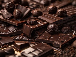 A lot of pieces dark chocolate