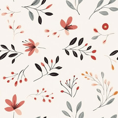 Seamless pattern with hand drawn flowers. Vector floral background.
