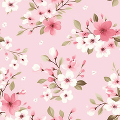Seamless pattern with sakura flowers. Cherry blossom.