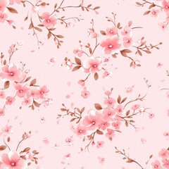 Seamless pattern with sakura flowers. Cherry blossom.