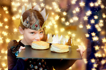 Pretty young girl crowned during Epiphany