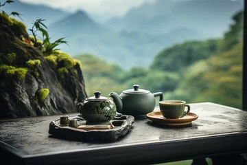 Schilderijen op glas cup of tea and teapot © dvd.phr
