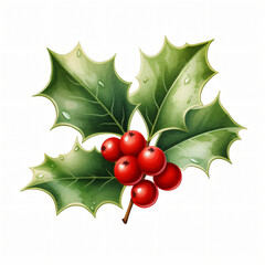 Christmas Holly Clipart isolated on white background