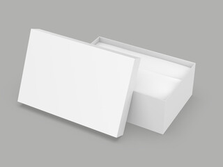 Blank shoe box packaging template, 3d illustration.
