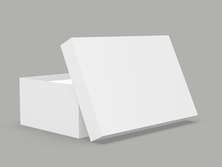 Blank shoe box packaging template, 3d illustration.