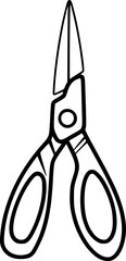 Craft Scissors Vintage Outline Icon In Hand-drawn Style