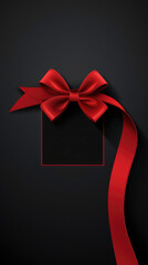 Black Friday poster with red ribbon on vertical dark background