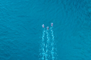 Aerial view of sailing boat race
