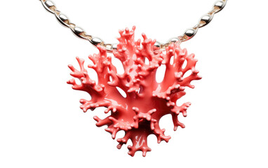 Realistic Coral Charm Necklace Imagery on a Clear Surface or PNG Transparent Background.