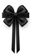 Vertical long black ribbon with bows isolated on a white background, Black Friday