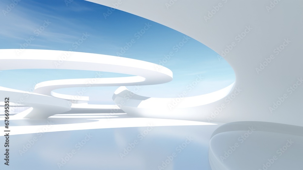 Aufkleber Abstract futuristic architecture background of buildings and 3D renderings.