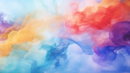 Abstract colorful watercolor drawn background. Fantasy sky with colorful smokes. Live wallpaper or screen saver.