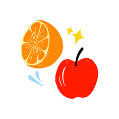 hand drawn sticker fruit vector