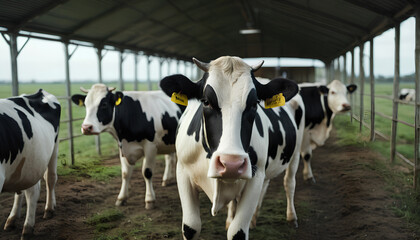 Cows in a barn. Generative AI