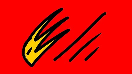Fototapeta premium Abstract alien head sketch with line strokes on solid red background