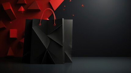 Black Friday shopping bag sale background with modern design for web banner