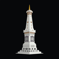 Yogyakarta Tugu Jogja Monument Tourist Spot Black and White Vector