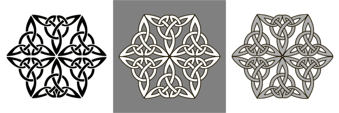 Irish celtic knot ornament pattern symbol. Celtic trinity knot vector, line drawing, logo design element. Vector symbol icon illustration set.