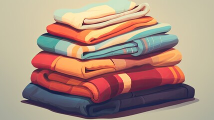 Stacks of neatly folded colored clothes