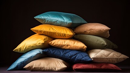 a pile of comfortable mattress pillows