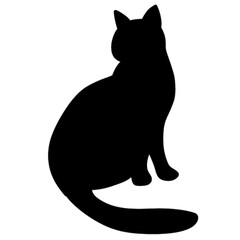 Isolated cat on the white background. Cat silhouettes. 