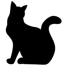 Isolated cat on the white background. Cat silhouettes. 