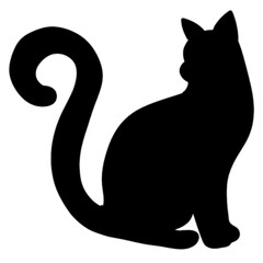 Isolated cat on the white background. Cat silhouettes. 