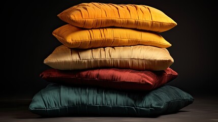 a pile of comfortable mattress pillows