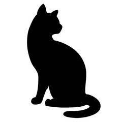 Isolated cat on the white background. Cat silhouettes. 